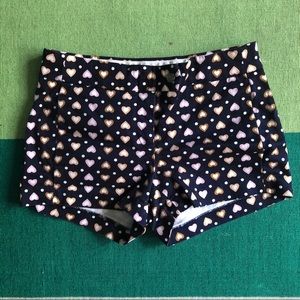 J. Crew. Heart & polka dot print chino shorts